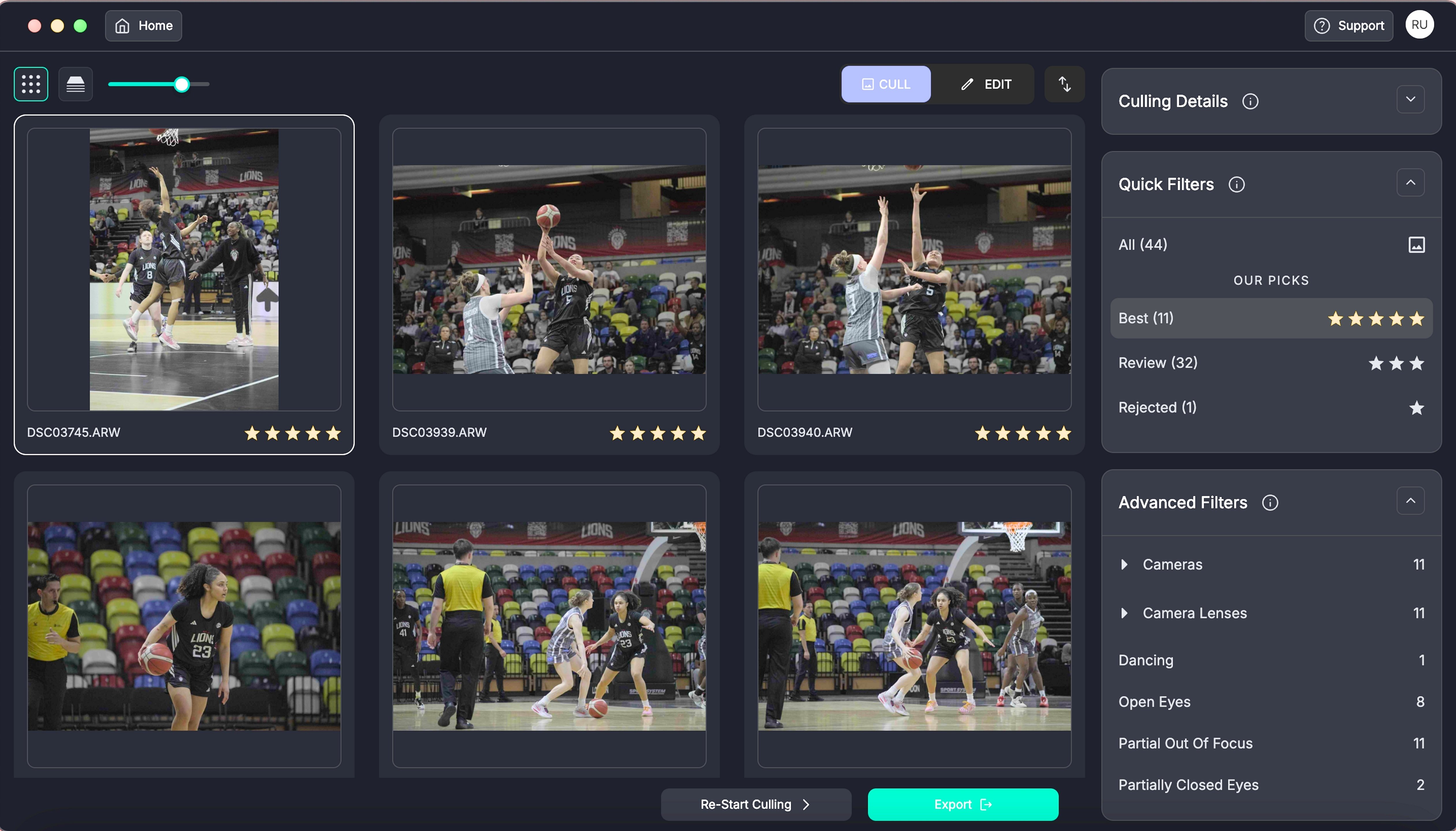 Filterpixel sports photography screenshot