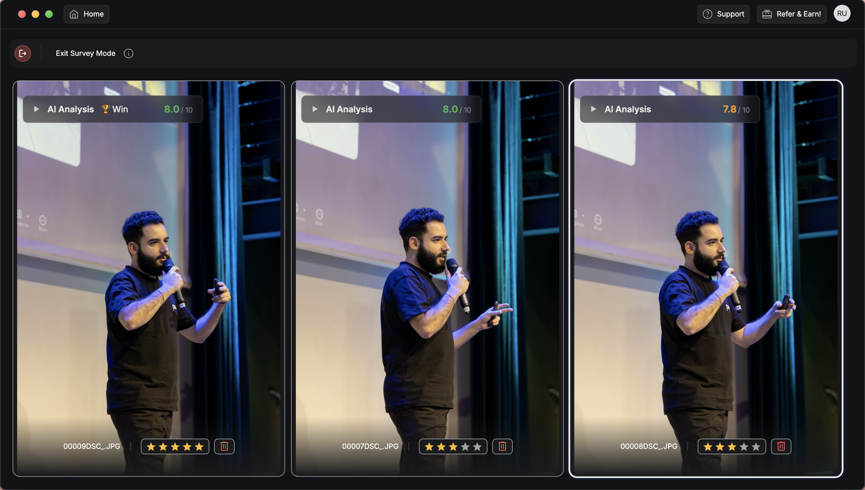 how to sort out burst photos in conference photography