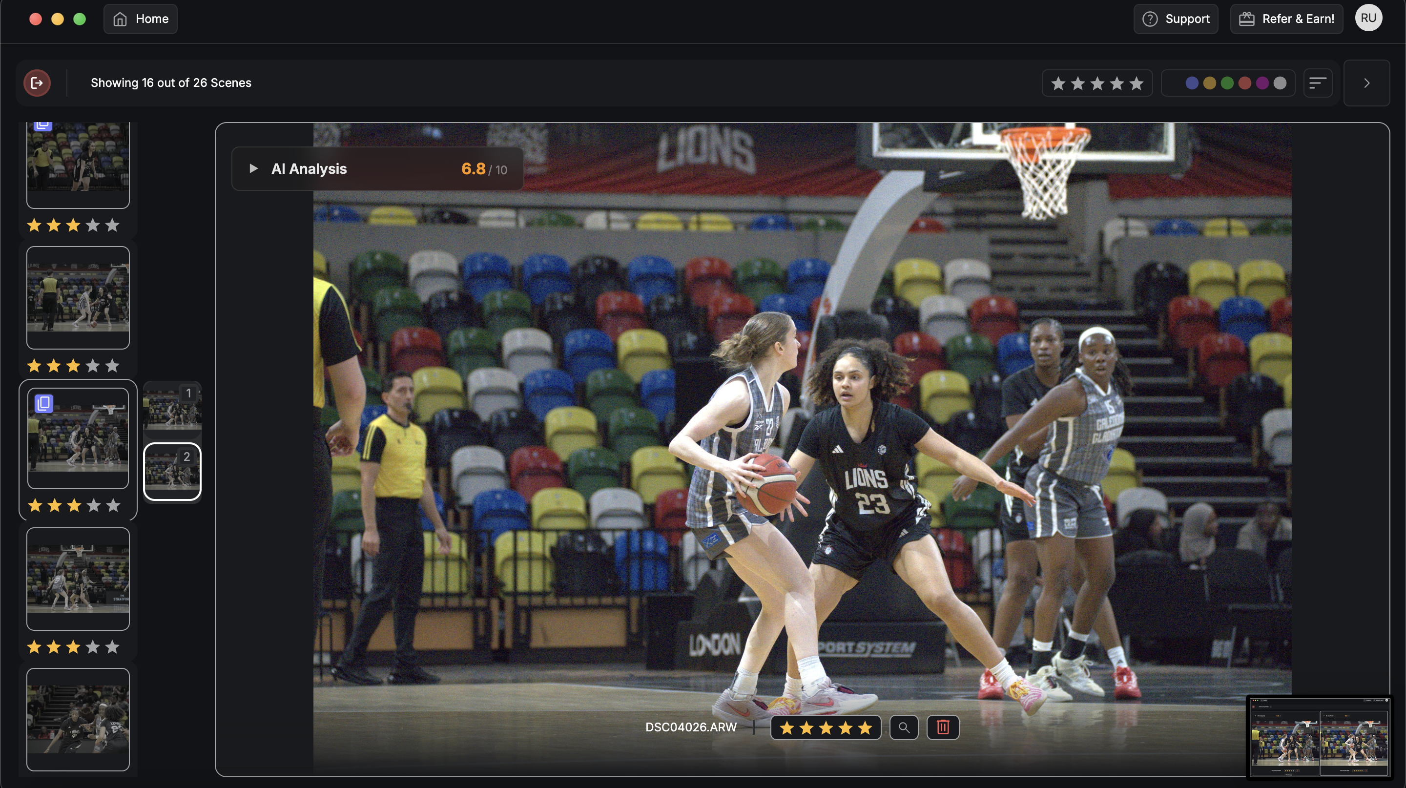 sports burst photo culling  