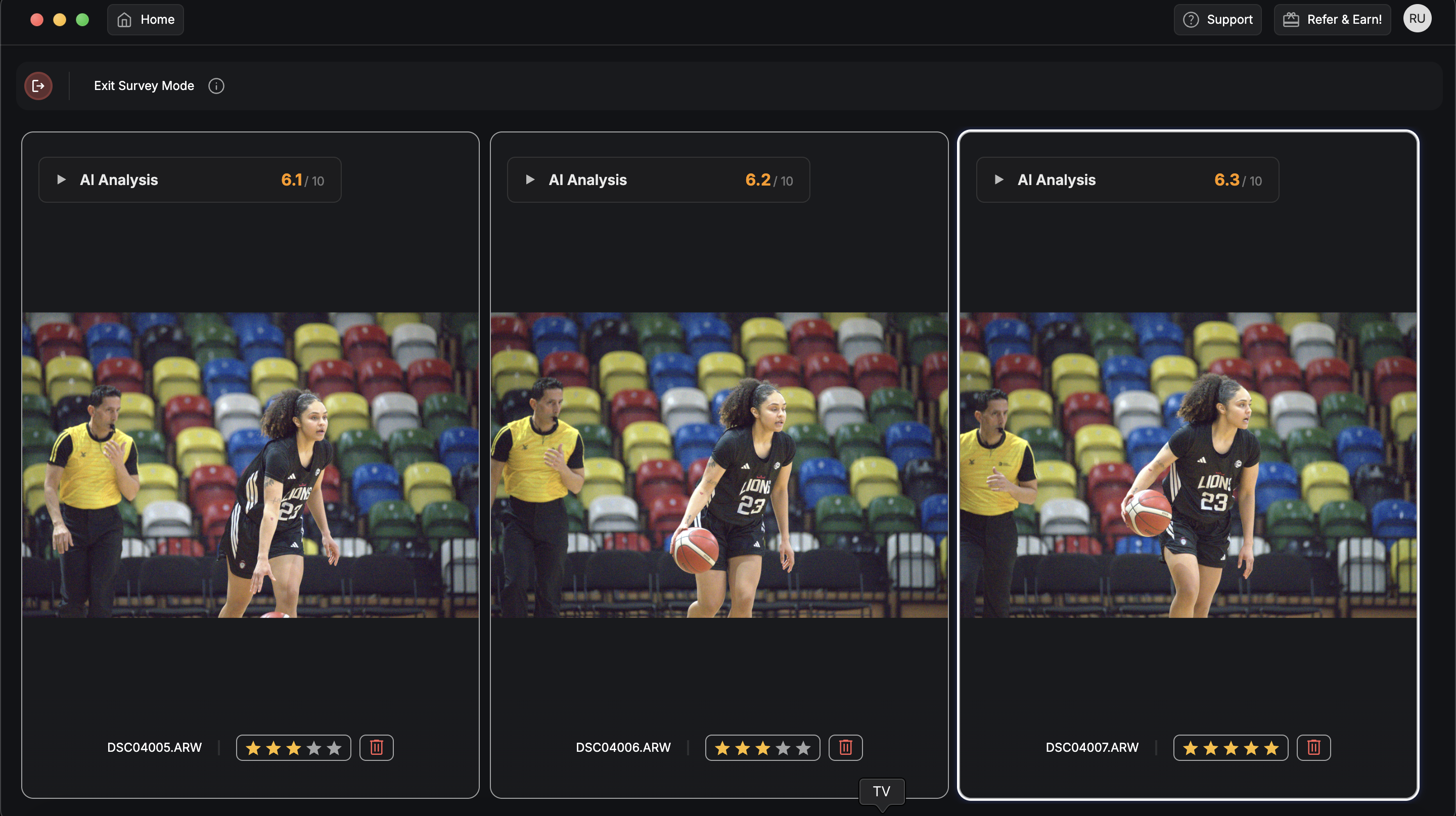 Screenshot of sports burst 