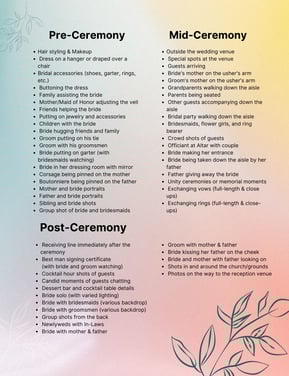 Wedding Photo Checklist - by FilterPixel