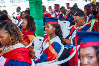 Graduates seated at a graduation ceremony