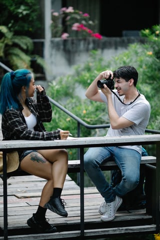 Roaming photographer taking a guest's photo