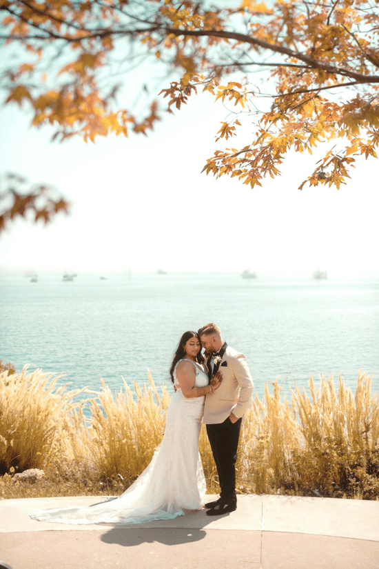 Lightroom edit for fall wedding foliage by the water