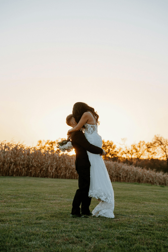 golden hour fall wedding photo editing example