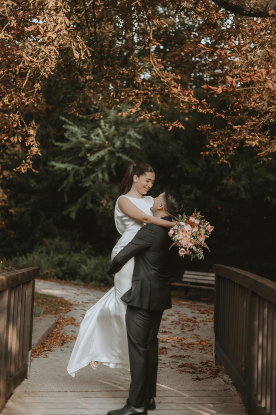golden hour fall wedding photo editing example