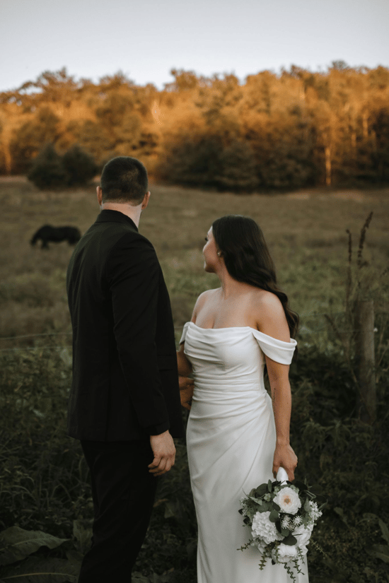 golden hour fall wedding photo editing example