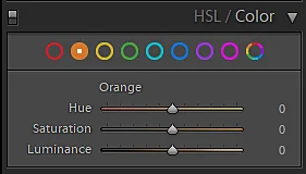 HSL/ Color section in Lightroom 