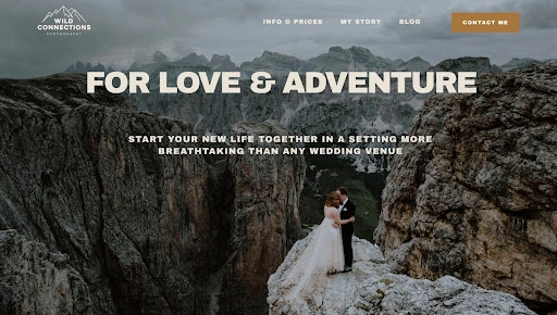 wedding photography website homepage