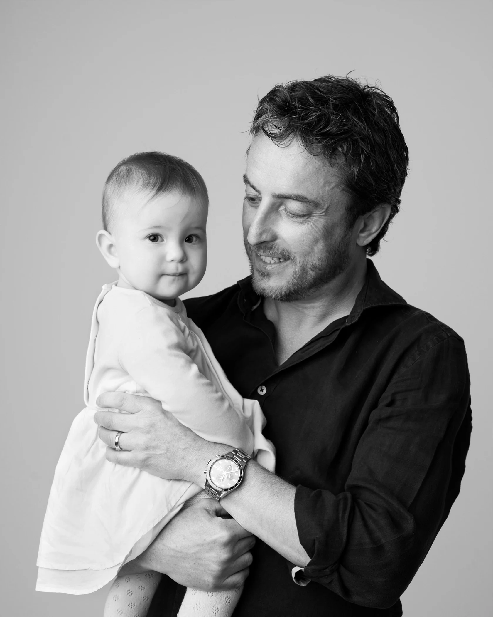Black and white daddy daughter portrait