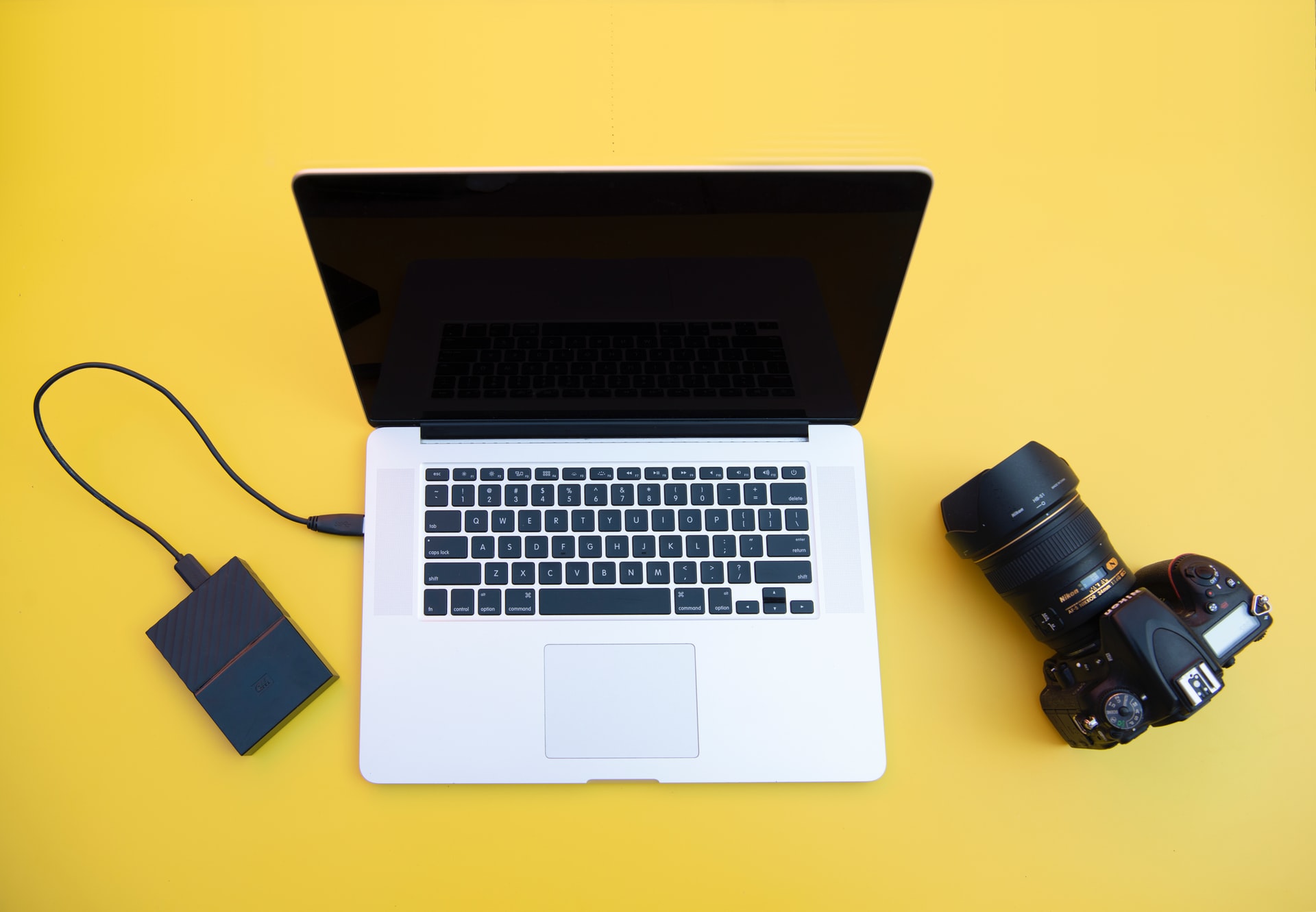 a laptop and a camera