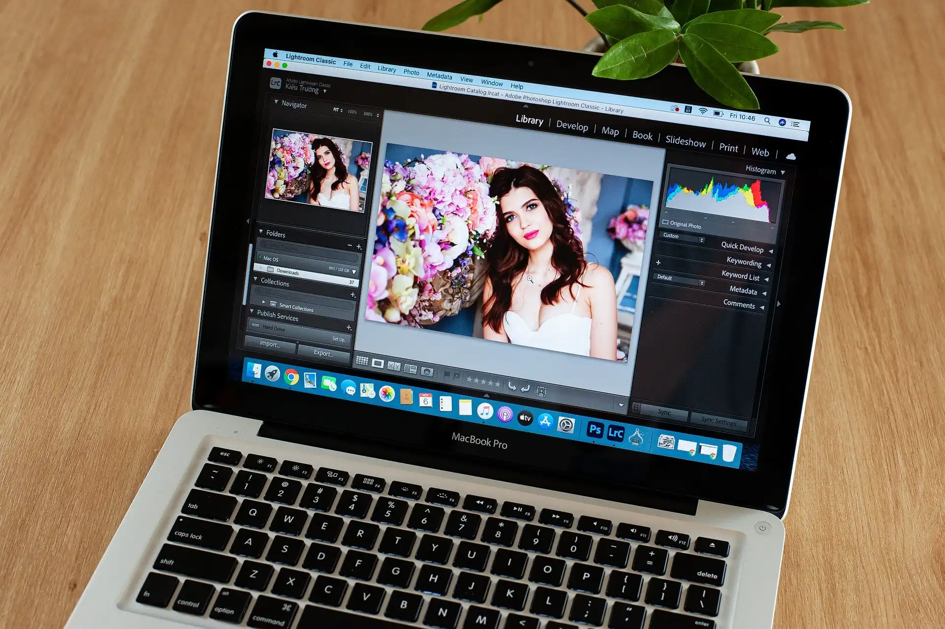 Editing a Woman Photo on Laptop using Lightroom