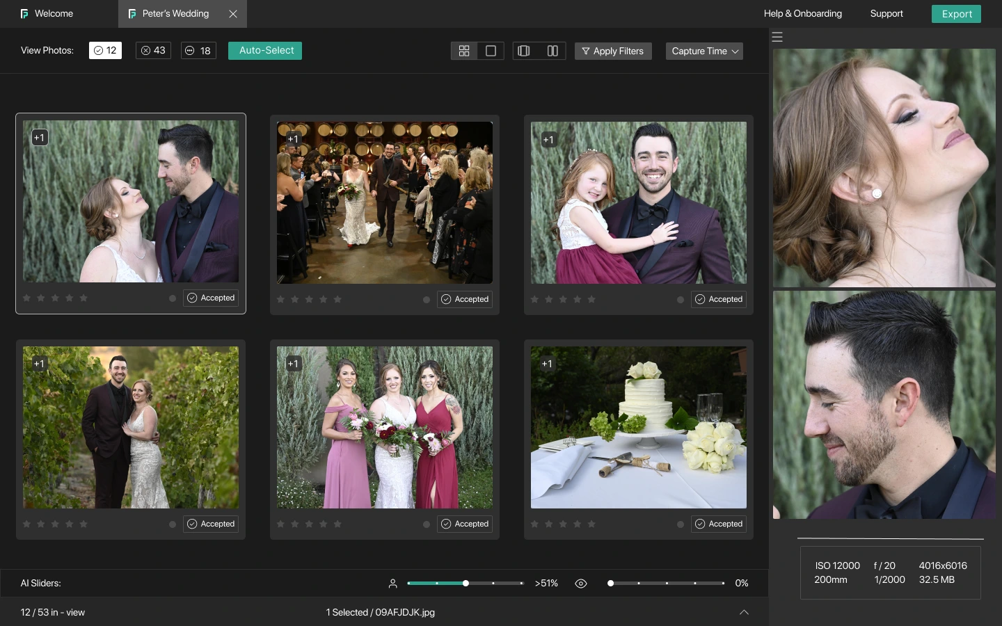 I will photo culling, wedding photo editing in lightroom