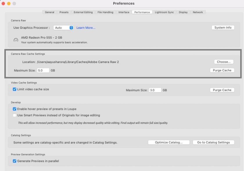 Camera Raw Cache Setting