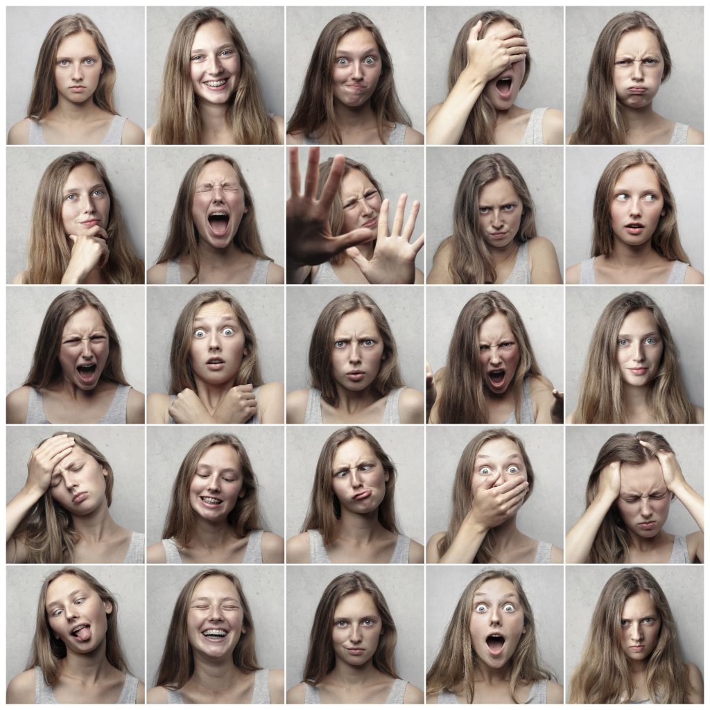 images of different emotions of a woman