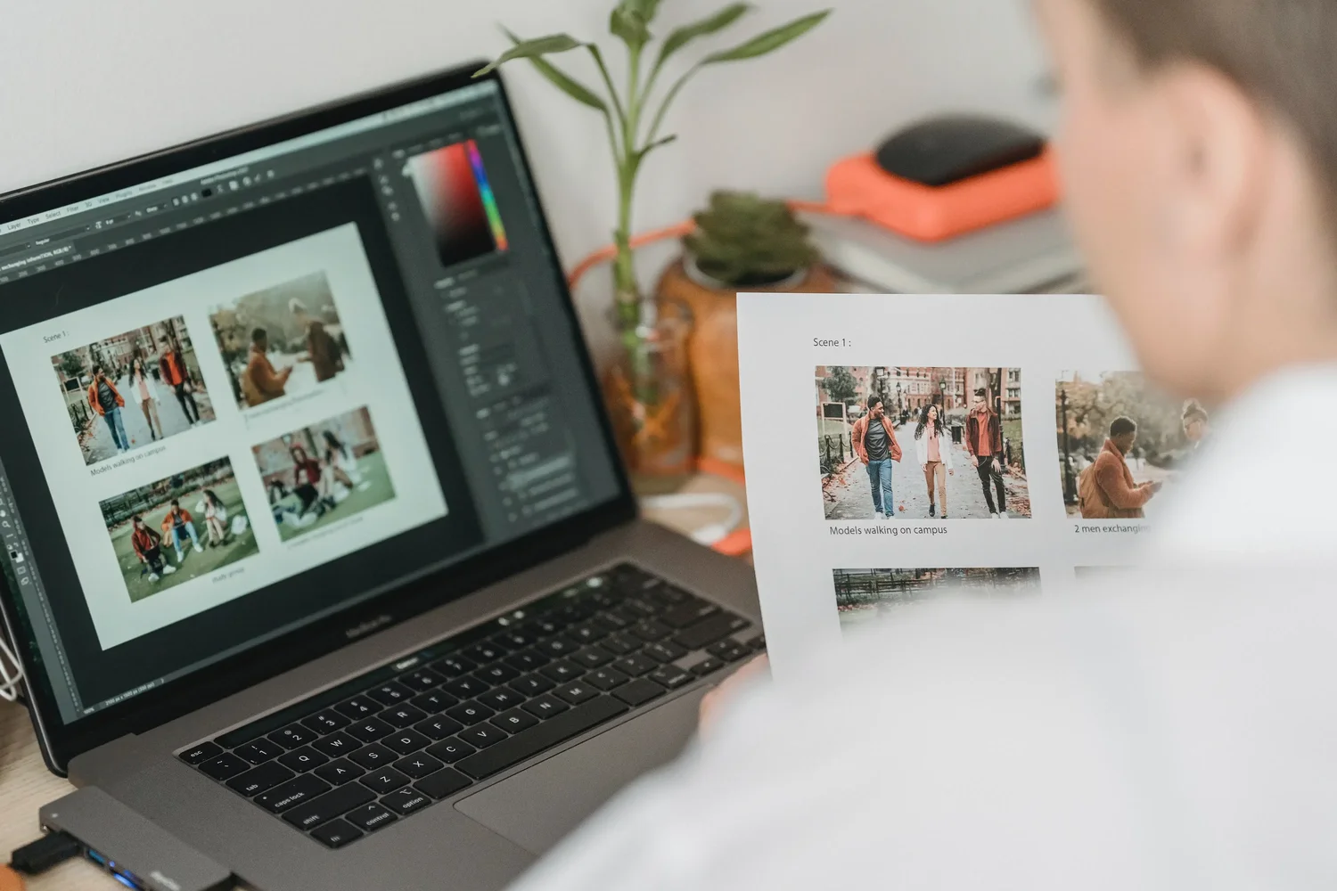 a woman using FilterPixel on her laptop