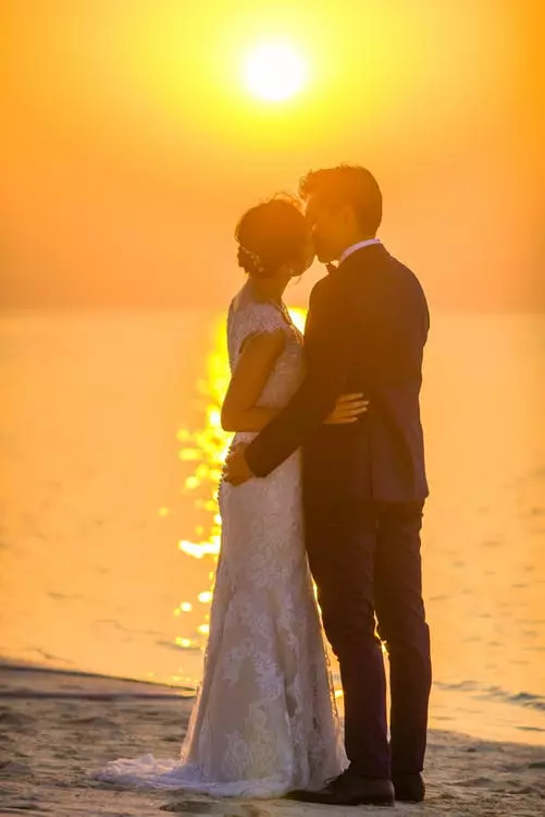 image of a wedding couple in a sunset