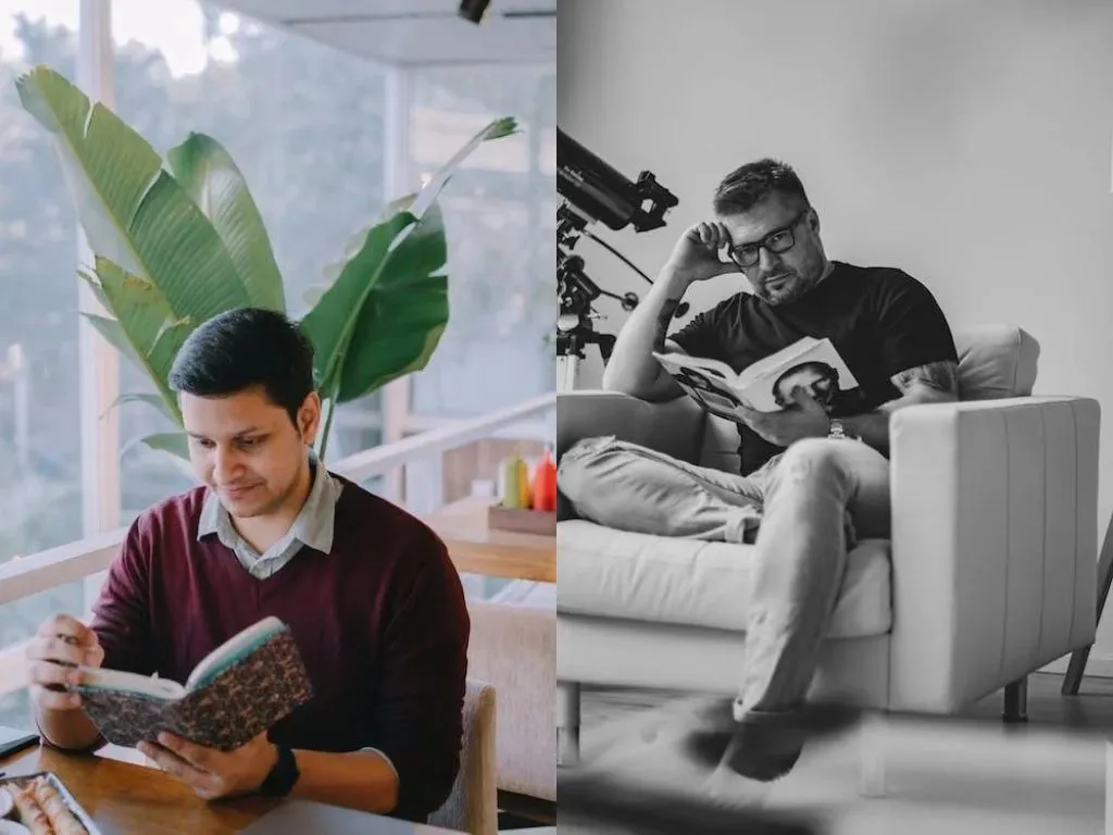 pose of men reading