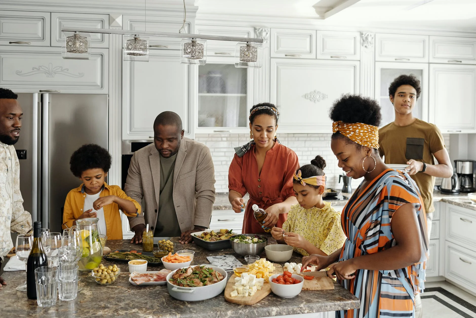 image of a family preparing a meal